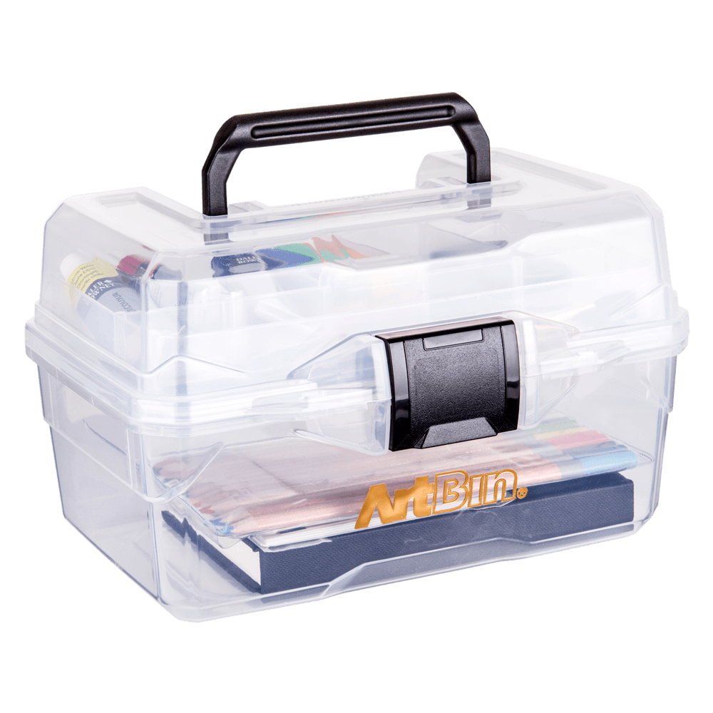 ArtBin 6892AG 2-Tray Art Supply Box, Portable Art & Craft Organizer with  Lift-Up Trays, [1] Plastic Storage Case, Gray/Black