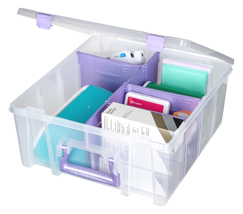 Storage Container, Organizer With Dividers, Lot of 2 Purple & Teal