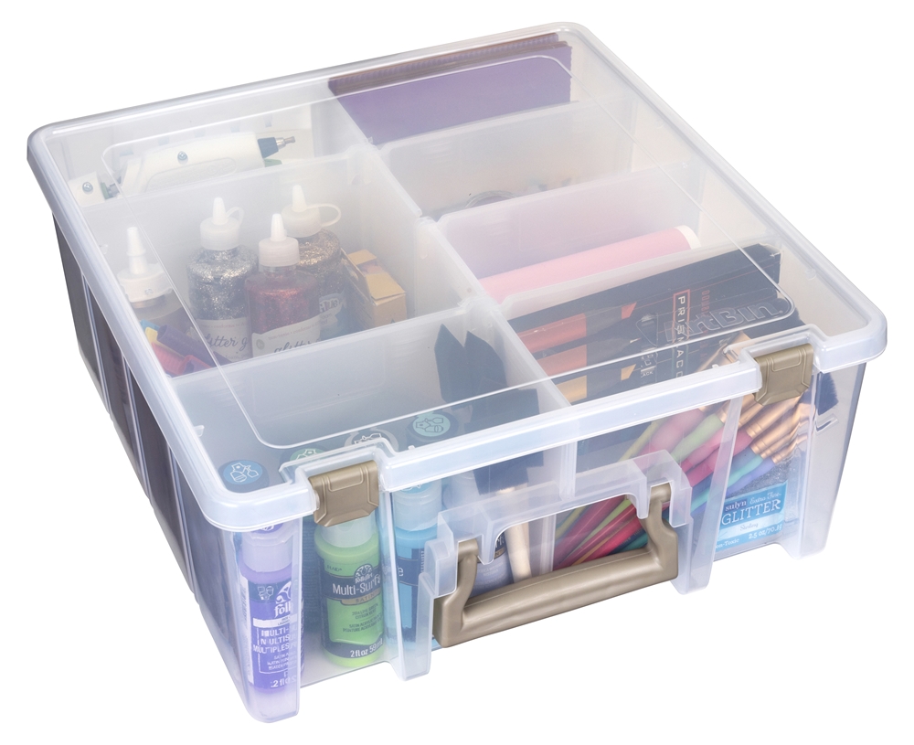 ArtBin Super Satchel Double Deep with Purple Accents Storage Container,  Clear