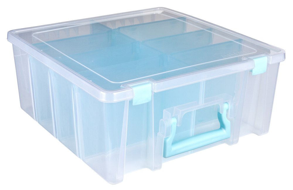 ArtBin Super Satchel Double Deep Box W/Dividers-15.25X14X6.25 Aqua Mist  6990AA - GettyCrafts