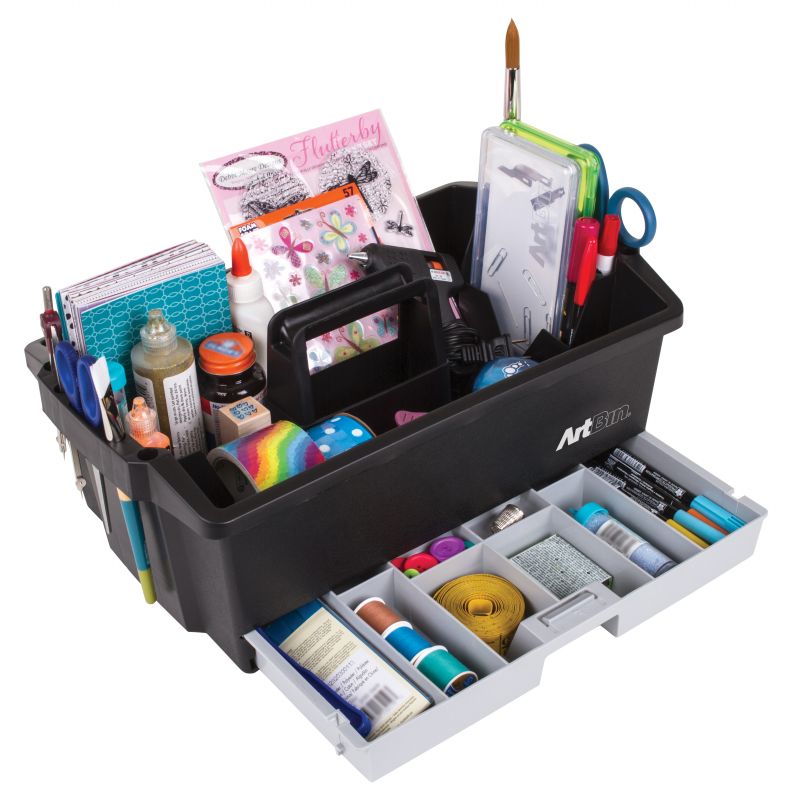 Medium 2-Tray Caddy Art Box, Craft Tool Storage